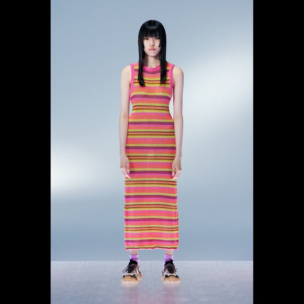Zara Knit Crochet Striped‎ Dress